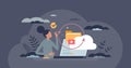 Files backup with information duplicate upload to cloud tiny person concept Royalty Free Stock Photo