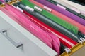 Files document of hanging file folders in a drawer in a whole pile Royalty Free Stock Photo