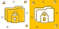 Files folder permission icon in comic style. Document access cartoon vector illustration on isolated background. Secret archive Royalty Free Stock Photo