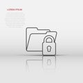 Files folder permission icon in flat style. Document access vector illustration on isolated background. Secret archive sign Royalty Free Stock Photo