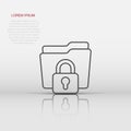 Files folder permission icon in flat style. Document access vector illustration on isolated background. Secret archive sign Royalty Free Stock Photo