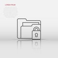 Files folder permission icon in flat style. Document access vector illustration on isolated background. Secret archive sign Royalty Free Stock Photo