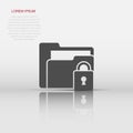 Files folder permission icon in flat style. Document access vector illustration on isolated background. Secret archive sign Royalty Free Stock Photo