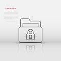 Files folder permission icon in flat style. Document access vector illustration on isolated background. Secret archive sign Royalty Free Stock Photo