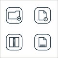 files and folders line icons. linear set. quality vector line set such as delete file, zip file, warning Royalty Free Stock Photo