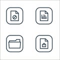 files and folders line icons. linear set. quality vector line set such as locked, open folder, statistics