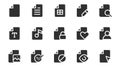 Files glyph icons pack for web design. Solid icon set with documents with text or tables, contract, typescript, search, security Royalty Free Stock Photo
