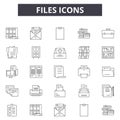Files line icons for web and mobile design. Editable stroke signs. Files outline concept illustrations