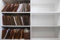 Files Organized on Office Shelf For Clients Papers and Information Royalty Free Stock Photo