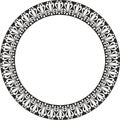 Oriental round frame with floral elements. Floral black round border with vintage pattern. Cdr x6