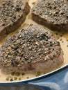 Filet Mignon au Poirve' in a saut pan Royalty Free Stock Photo