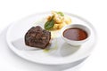 Filet mignon steak with cauliflower dish close up Royalty Free Stock Photo