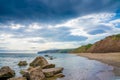 Filey bay Beach on Yorkshire coast near Reighton Gap