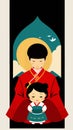 Filial piety culture cartoon character illustration