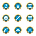 Filibuster icons set, flat style