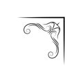 Filigree flourish corner. Calligraphic design element and page decoration. Vector illustration.