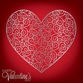 Elegant filigree heart Valentine`s Day card