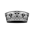 Filigree high detailed crown. Element for design logo, emblem and tattoo. Vector illustration isolated on white