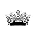 Filigree high detailed ducal crown. Element for design logo, emblem and tattoo. Vector illustration isolated on white
