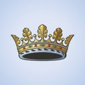 Filigree high detailed ducal crown. Element for design logo, emblem and tattoo. Vector illustration isolated on white