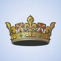 Filigree high detailed ducal crown. Element for design logo, emblem and tattoo. Vector illustration isolated on white