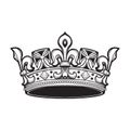 Filigree high detailed ducal crown. Element for design logo, emblem and tattoo. Vector illustration isolated on white