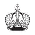 Filigree high detailed imperial crown. Element for design logo, emblem and tattoo. Vector illustration isolated on white Royalty Free Stock Photo