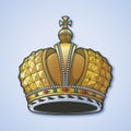 Filigree high detailed imperial crown. Element for design logo, emblem and tattoo. Vector illustration isolated on white