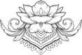 Filigree lotus flower, black vector