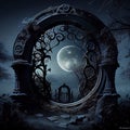 Filigree Moon over the Desolate Graveyard - A Sombre Masterpiece Made with Generative AI