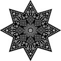 Filigree star white on black