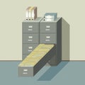 Filing cabinet with long drawers Royalty Free Stock Photo