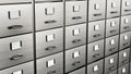 Filing cabinet with many closed drawers. 3D illustration Royalty Free Stock Photo