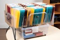 a filing system with clearly labeled files, dividers, and folders