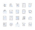 Filing system line icons collection. Organization, Efficiency, Alphabetical, Chronological, Categorize, Index, Label