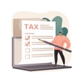 Filing the taxes abstract concept vector illustration. Royalty Free Stock Photo