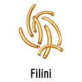 Filini pasta icon, cartoon style