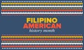 Filipino American History Month. Happy holiday, celebrate in October. Filipinos and United States flag. Vector poster