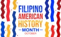 Filipino American History month wallpaper design with colorful shapes and typography in the center