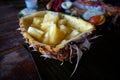 Filipino authentic traditional dish: philippine stuffed pinapple on a table, closeup