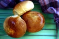 Filipino bread called Pan de Coco or bread roll filled with sweetened shredded coconut meat