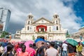 Filipino Catholic devotees attend outdoor prayers,to the Black Christ,at the Minor Basilica of the Black Nazarene