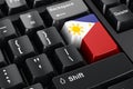 Filipino flag painted on computer keyboard. Online business, education, shopping in Philippines concept. 3D rendering