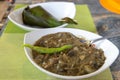 Filipino food Laing with banana leaf rice Royalty Free Stock Photo