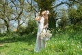 Filipino model in a rapeseed field in the springtime Royalty Free Stock Photo