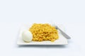 A Filipino Pancit Canton with boiled egg on a plate. Royalty Free Stock Photo