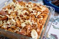 Filipino sweet style spaghetti with lots of cheese on top Royalty Free Stock Photo