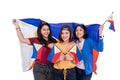 Filipino woman holding philippines national flag