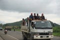 Filipinos Riding a Construction Truck Royalty Free Stock Photo