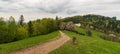 Filipka with Loucka hill on the background in springtime Slezske Beskydy mountains